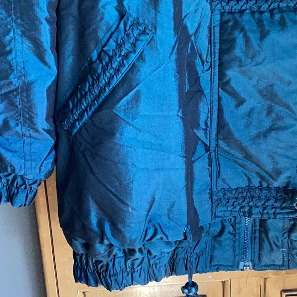 Mainframe Detailed Teal Hooded Cozy Coat View 4